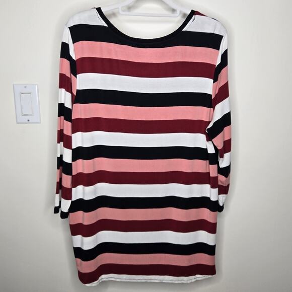 41 Hawthorn Black & Pink Striped Relaxed Fit Top Long Sleeves Size Large - Picture 5 of 6